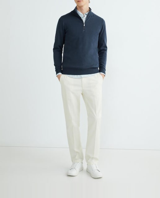 Imagen 0 de Jersey de hombre media cremallera liso algodón 100%