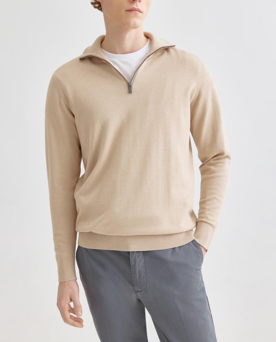 Imagen 0 de Jersey de hombre media cremallera liso algodón 100%
