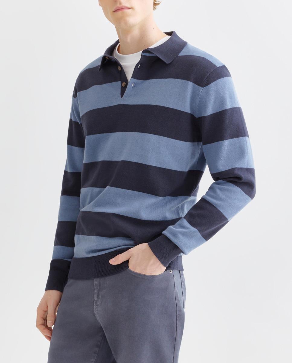 Imagen 0 de Jersey de hombre cuello polo rayas algodón