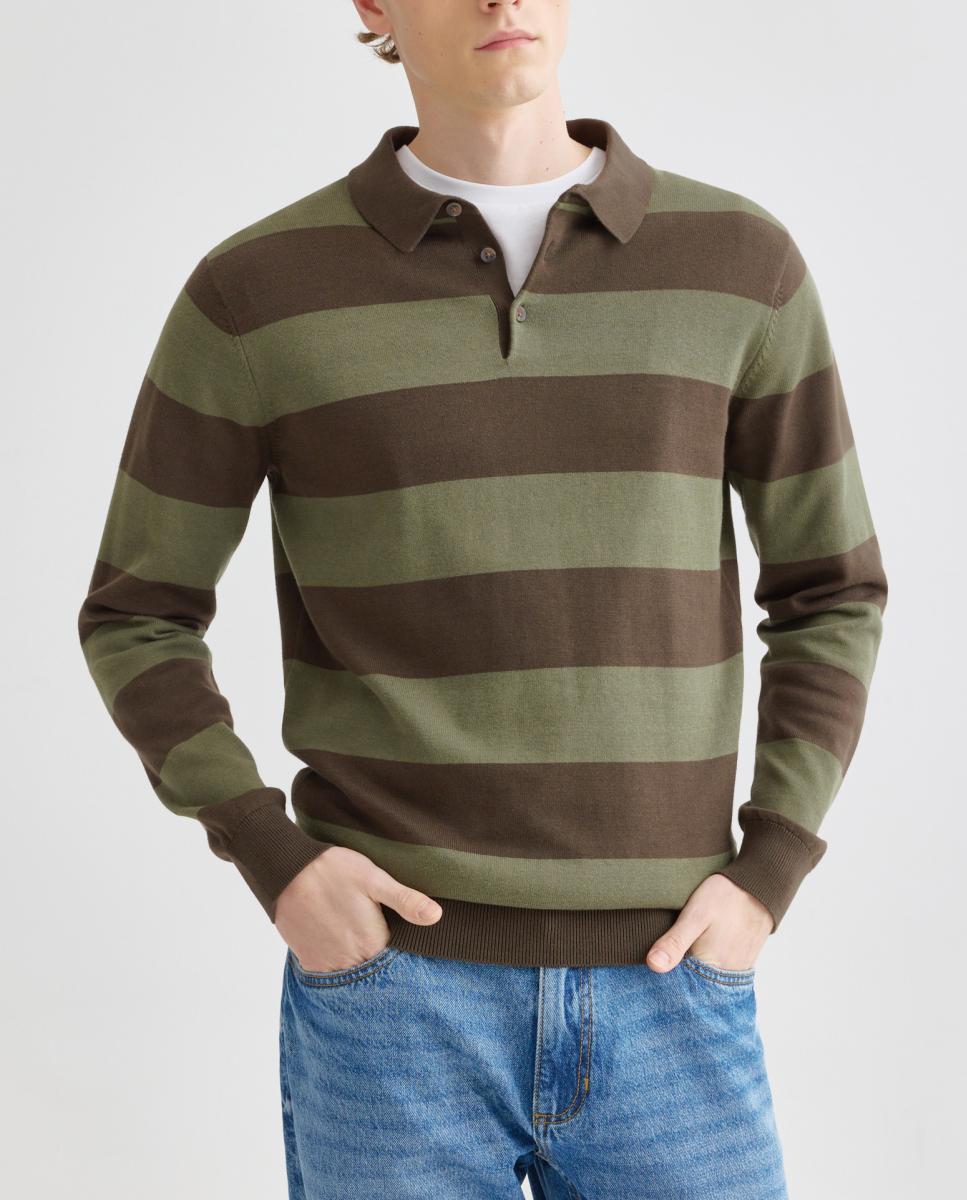 Imagen 0 de Jersey de hombre cuello polo rayas algodón