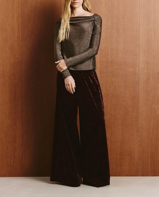 Imagen 0 de Pantalón de mujer de palazzo de terciopelo