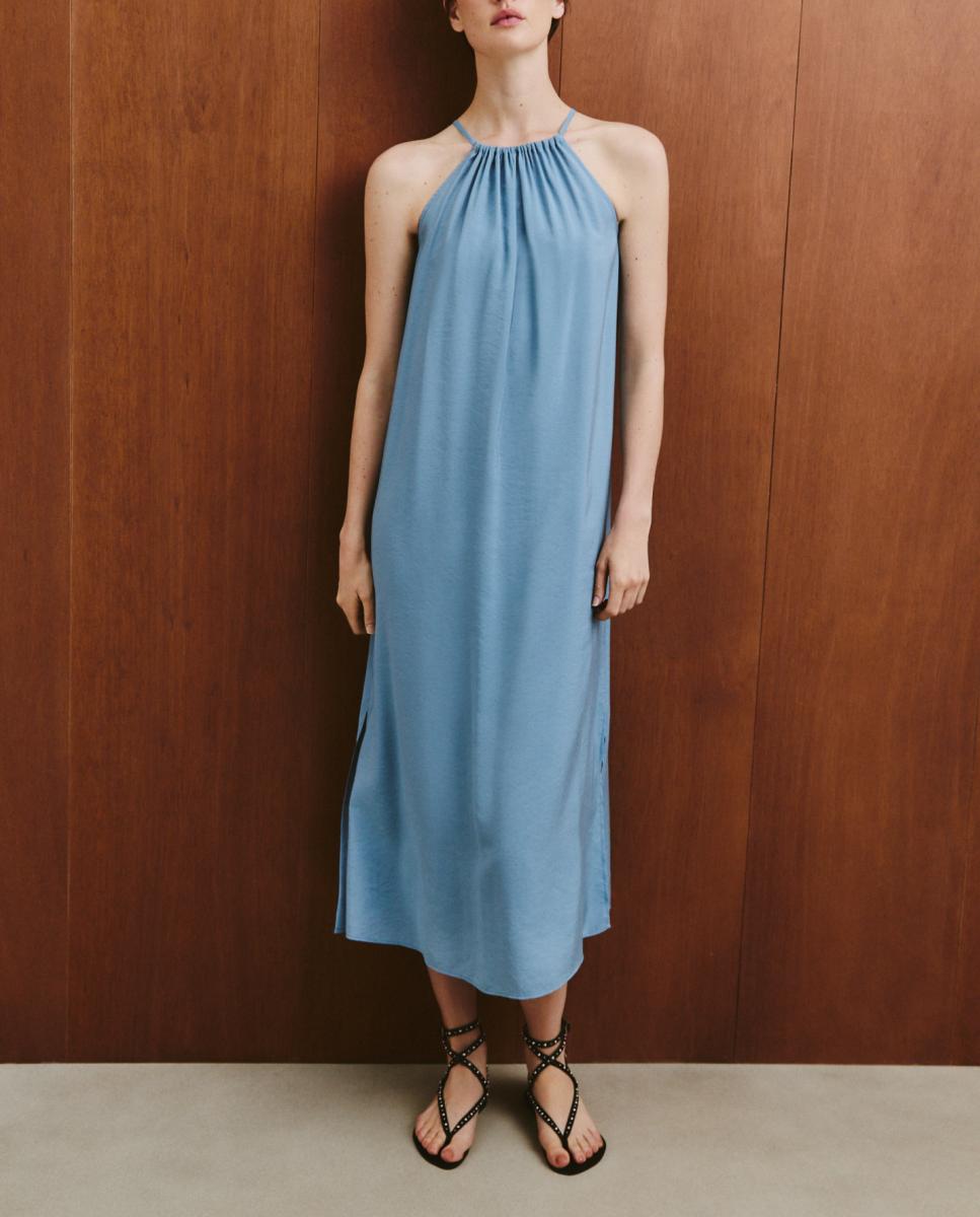 Imagen 0 de Vestido liso largo halter