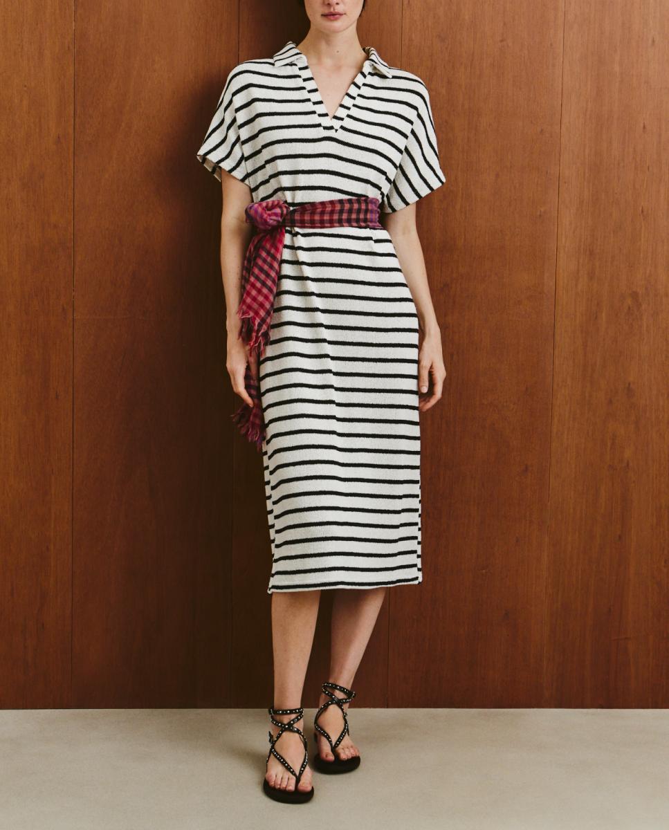 Imagen 0 de Vestido polo midi de rayas de manga corta