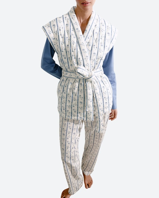 Imagen 0 de Chaleco acolchado estampado de flores con cinturón