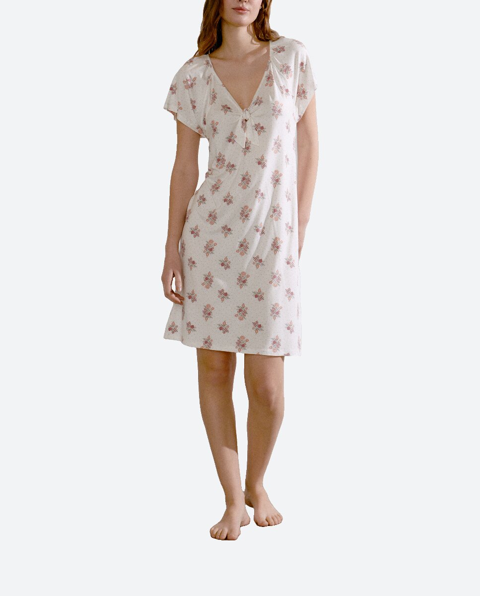 Imagen 0 de Camisón estampado de flores y lazada