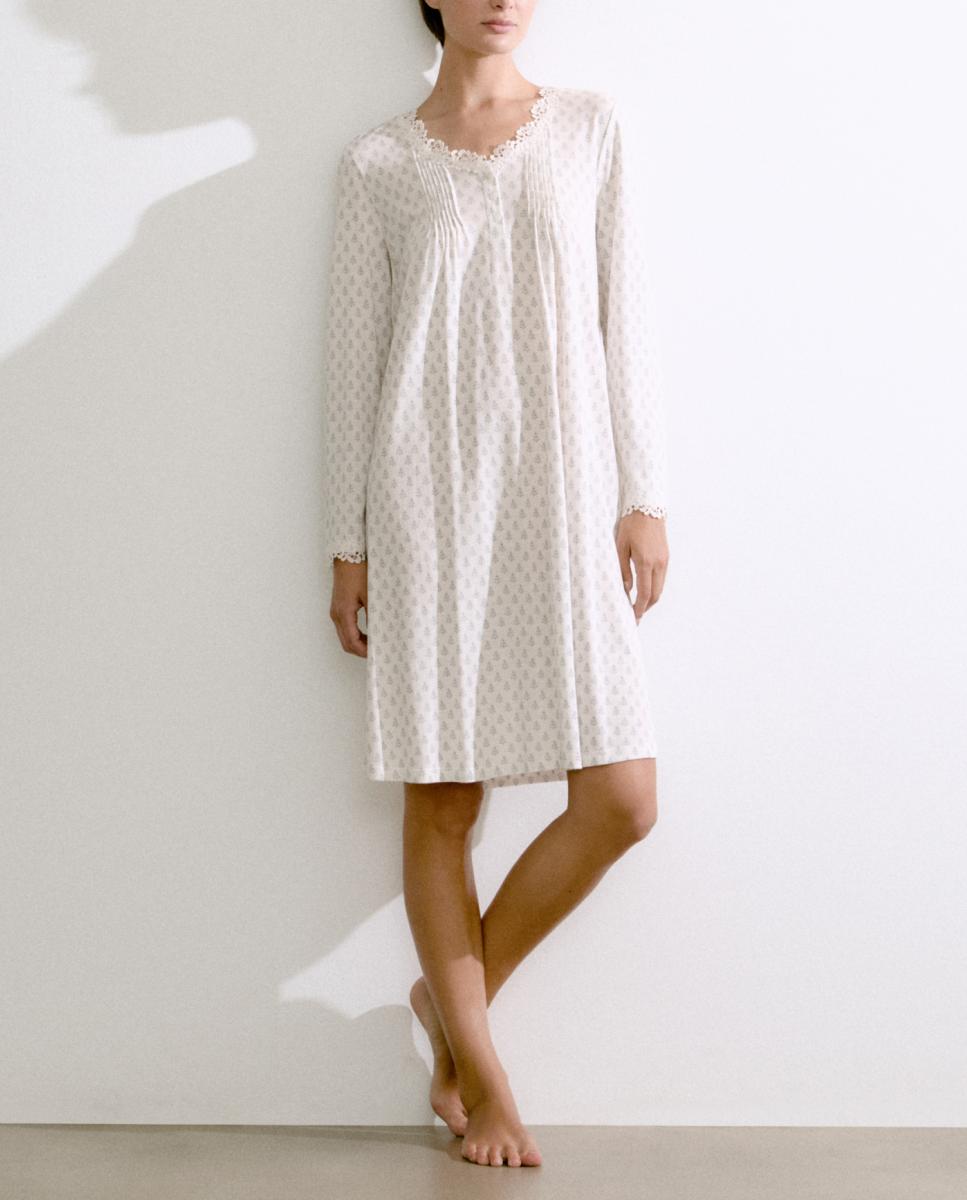 Imagen 0 de Camisón de algodón estampado de mujer