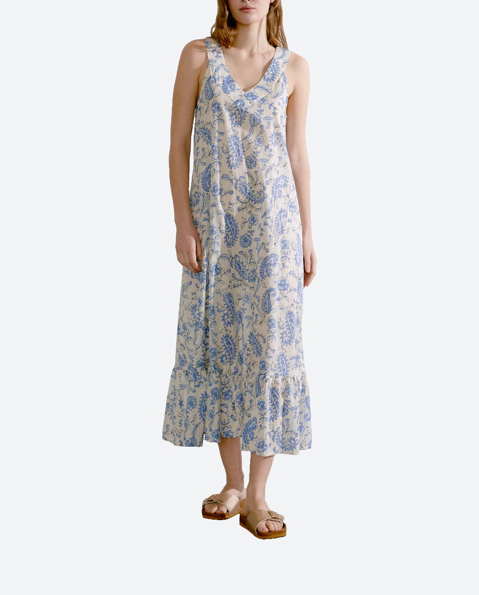 Imagen 0 de Vestido escote pico estampado bandana