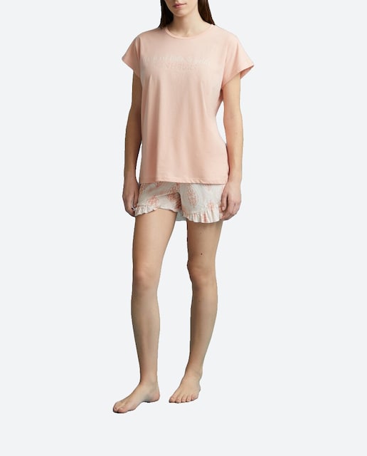 Imagen 0 de Camiseta de mujer Rib escote pico letras bordadas