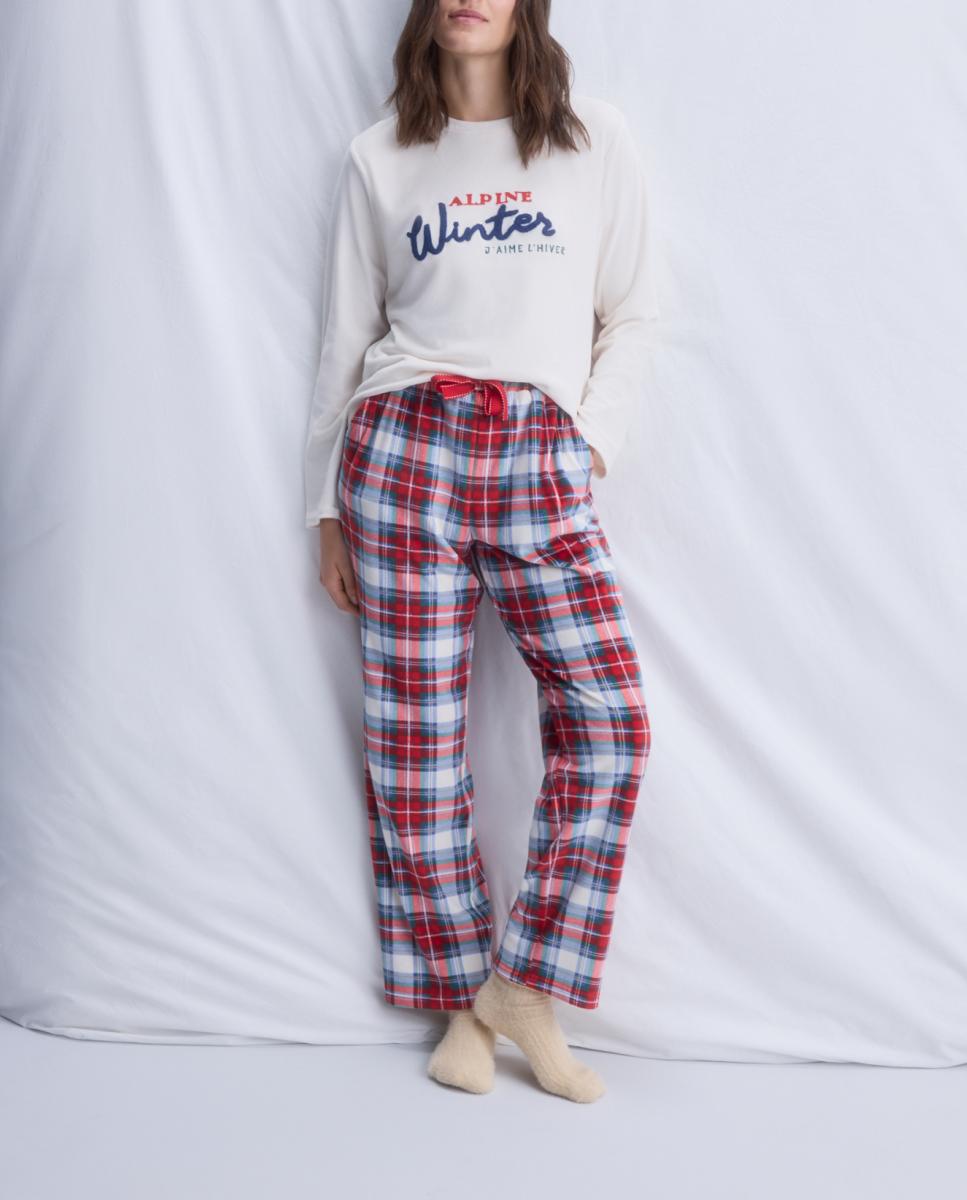 Imagen 0 de Pantalón de pijama de mujer recto de cuadros