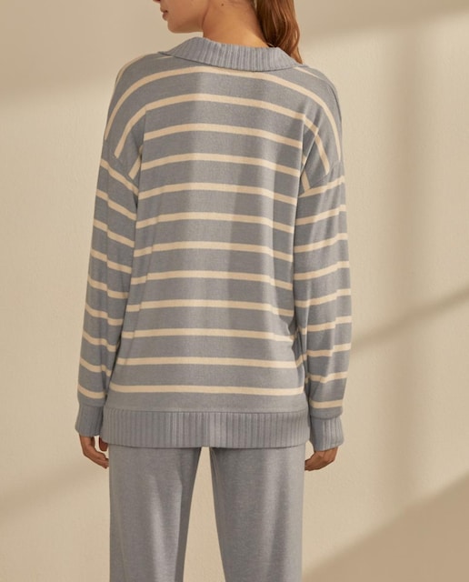 Imagen 0 de Jersey cuello polo rayas de mujer