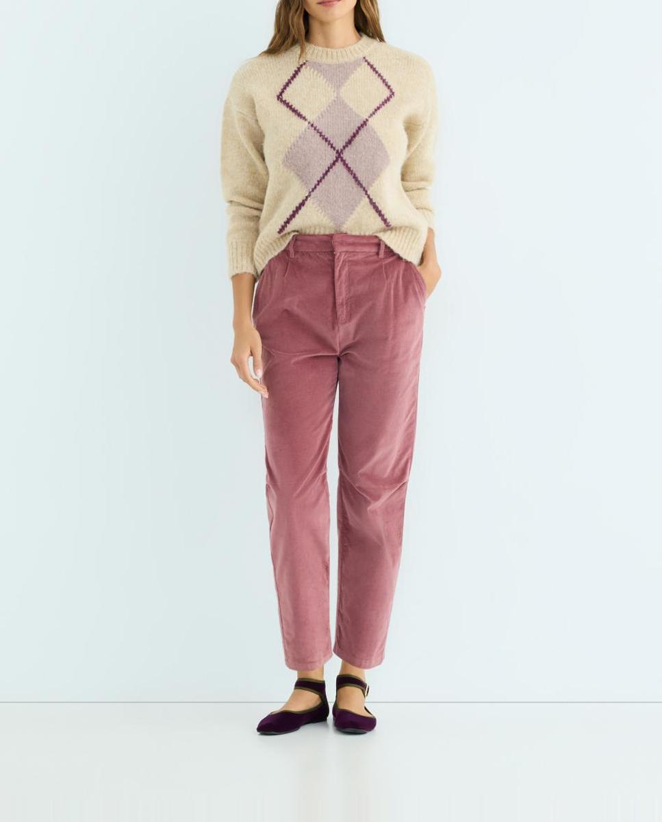 Imagen 0 de Pantalón barrel de pana lisa de mujer combinado