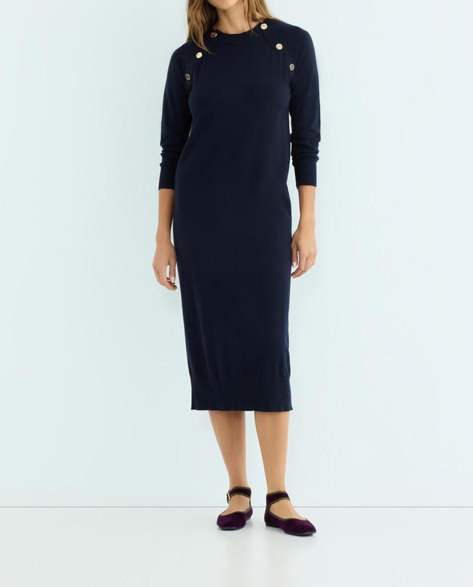 Imagen 0 de Vestido de mujer de punto  midi manga larga