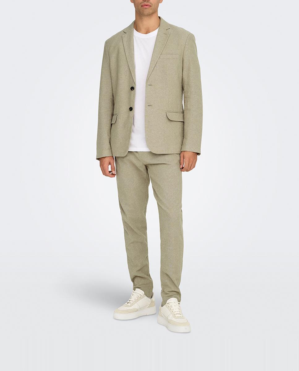 Imagen 0 de Pantalón de hombre Slim fit Fabricado con Algodón y Lino