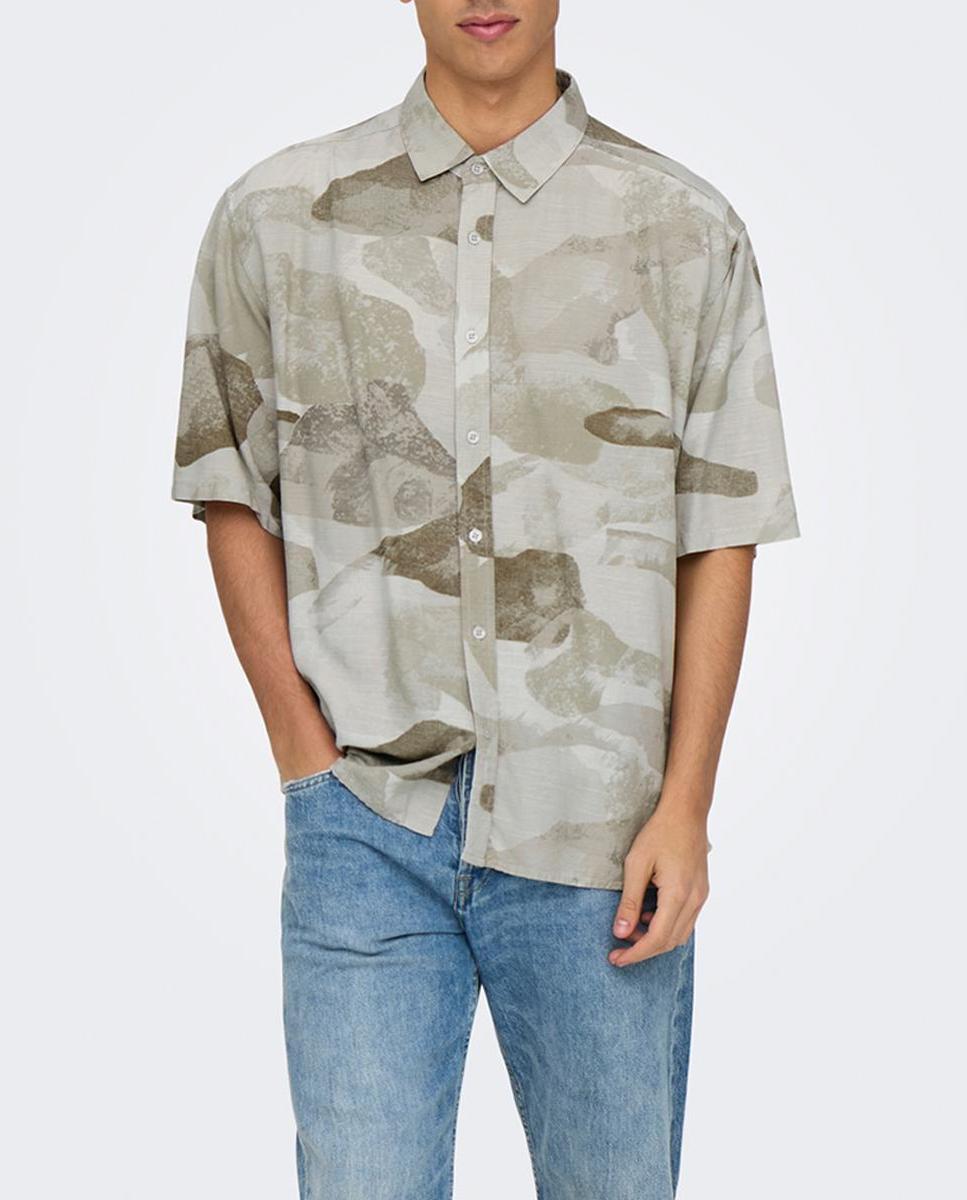Imagen 0 de Camisa de manga corta de viscosa de hombre