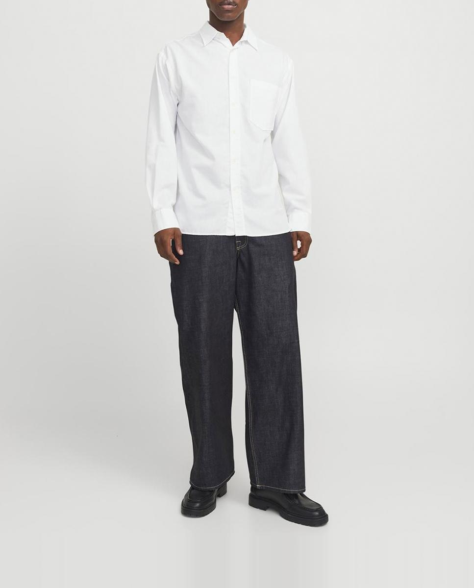 Imagen 0 de Camisa de mangas largas lisa con cierre abotonado de hombre