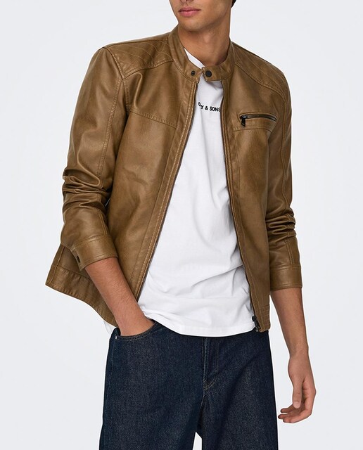 Imagen 0 de Cazadora biker de hombre efecto piel