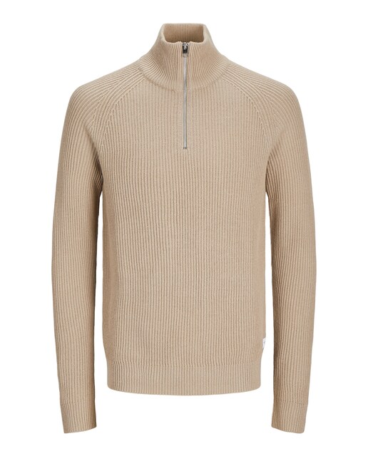 Jersey con cuello perkins con cierre mediante cremallera