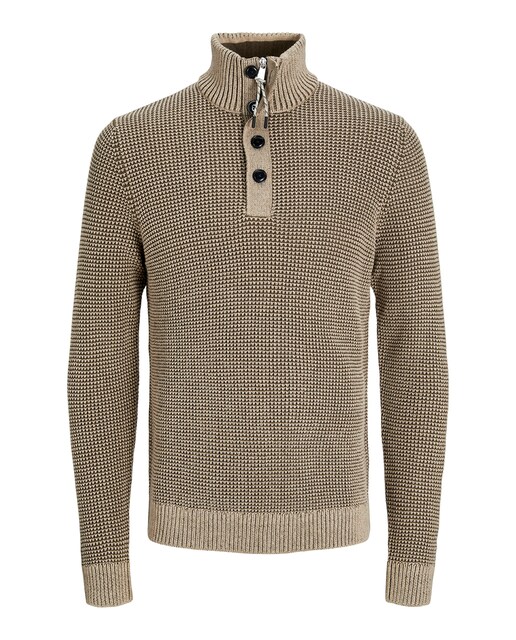 Jersey con cuello perkins con cierre mediante abotonadura