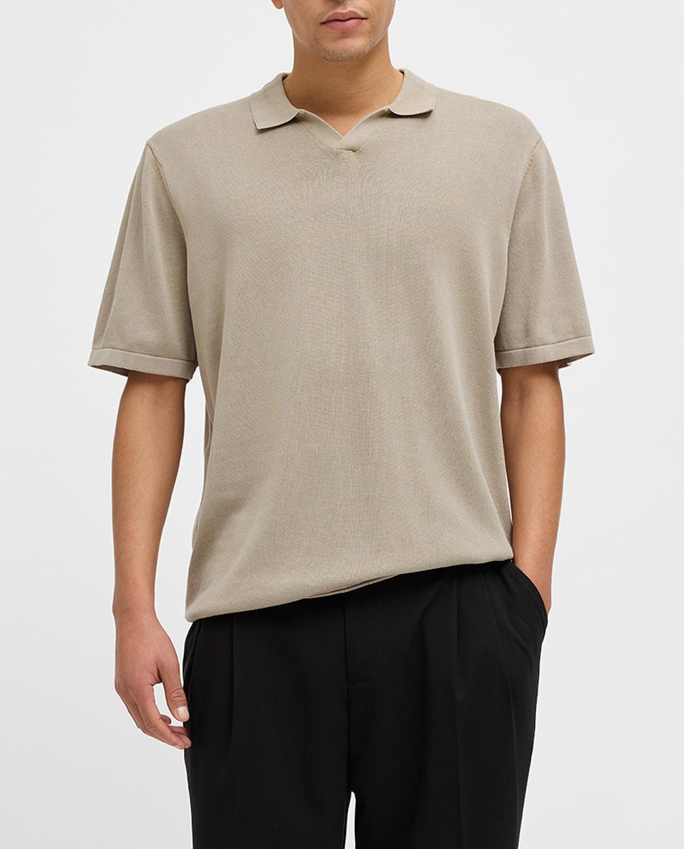 Imagen 0 de Jersey de punto de mangas cortas de hombre con cuello de pico