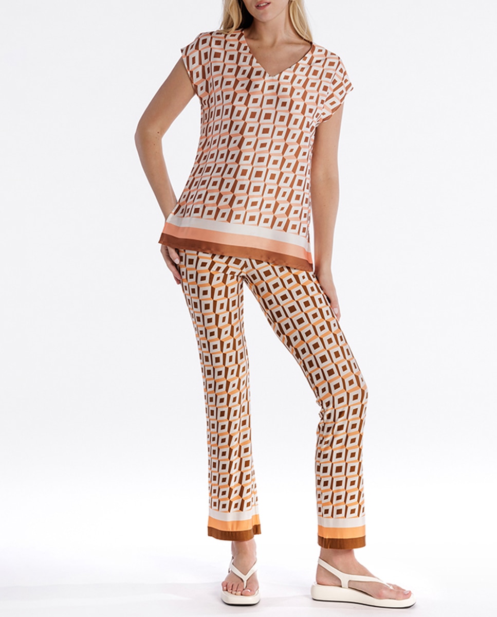 Imagen 0 de Pantalón de mujer anchos de tela estampada