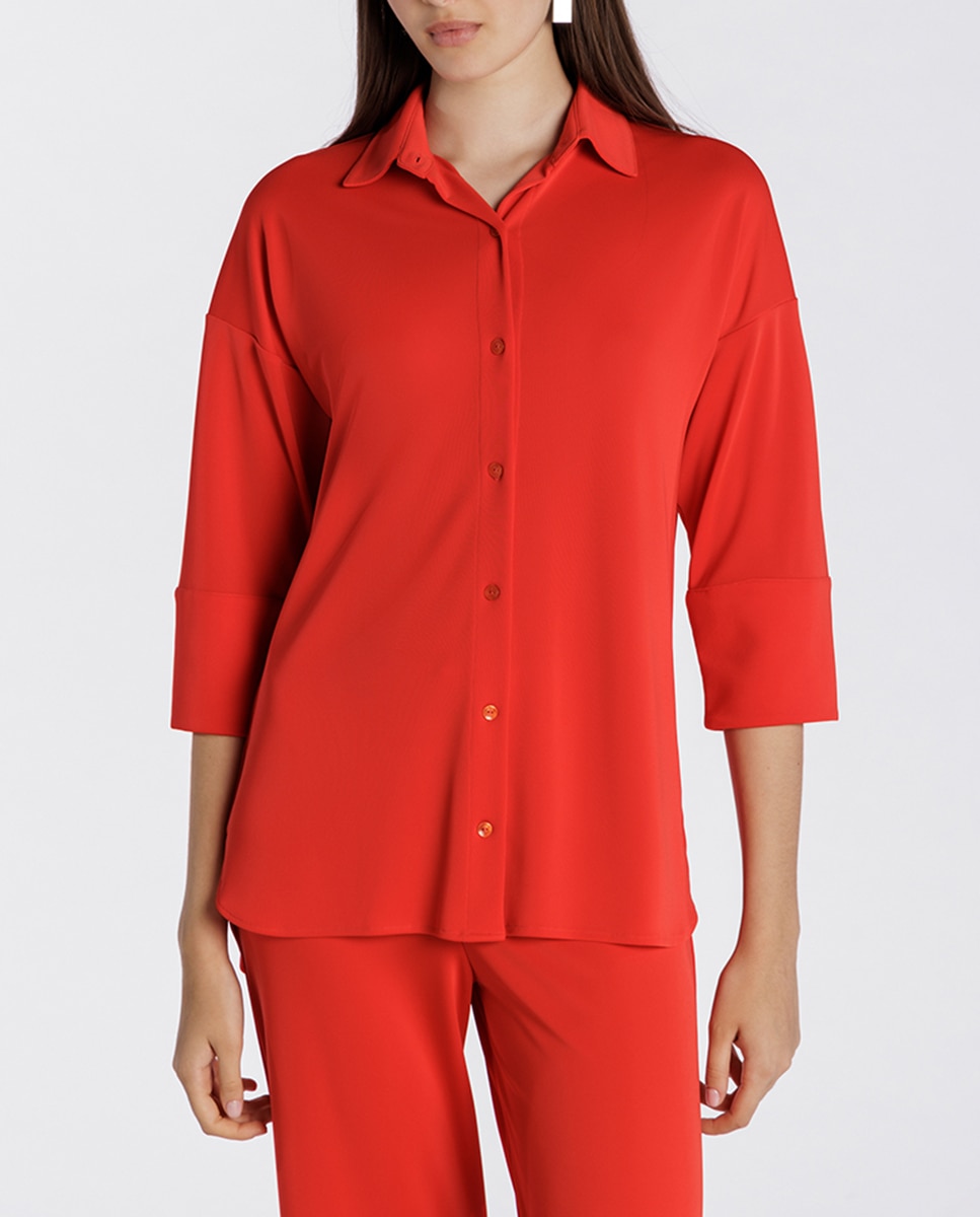 Imagen 0 de Camisa de mujer, lisa de manga francesa