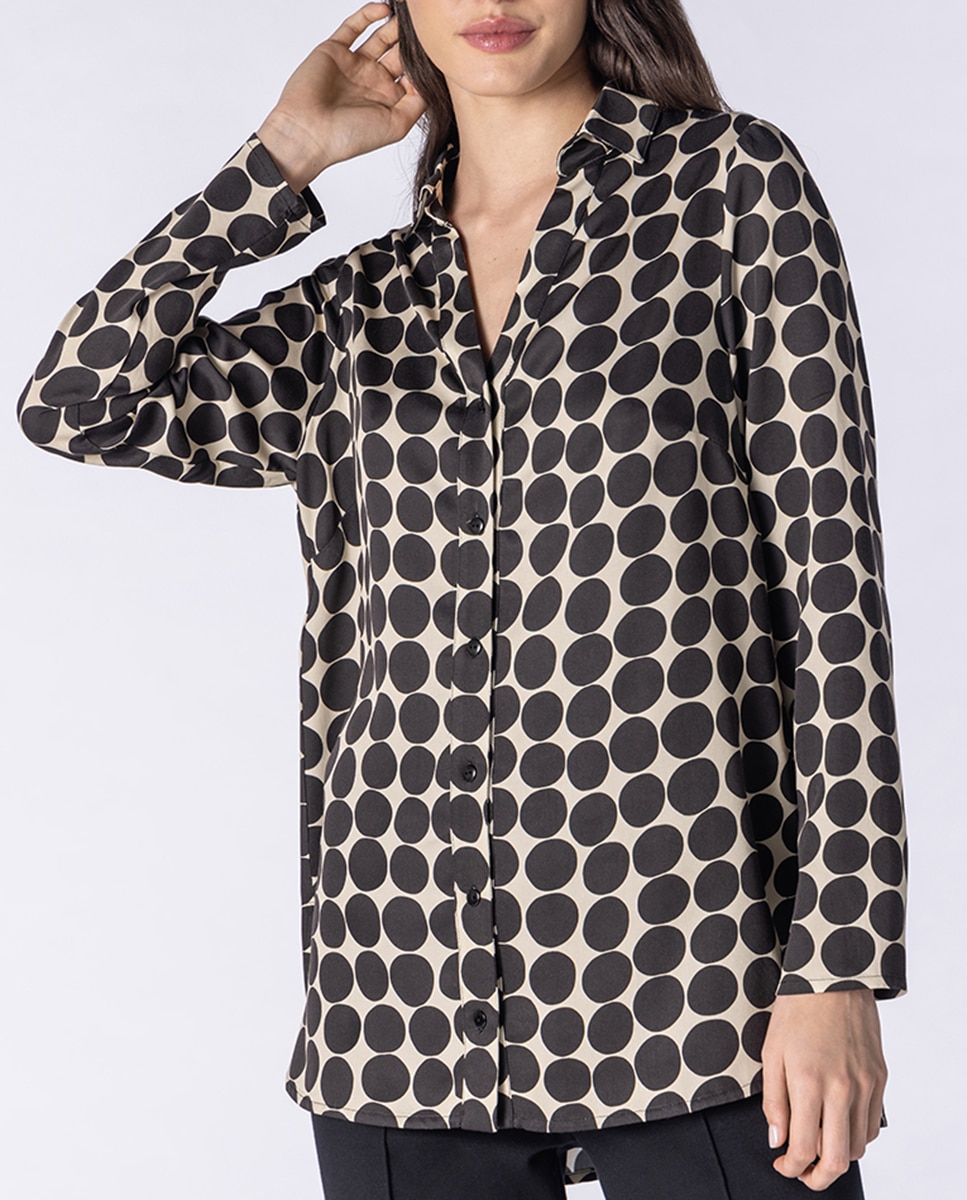 Imagen 0 de Camisa de mujer con estampado a lunares y de manga larga