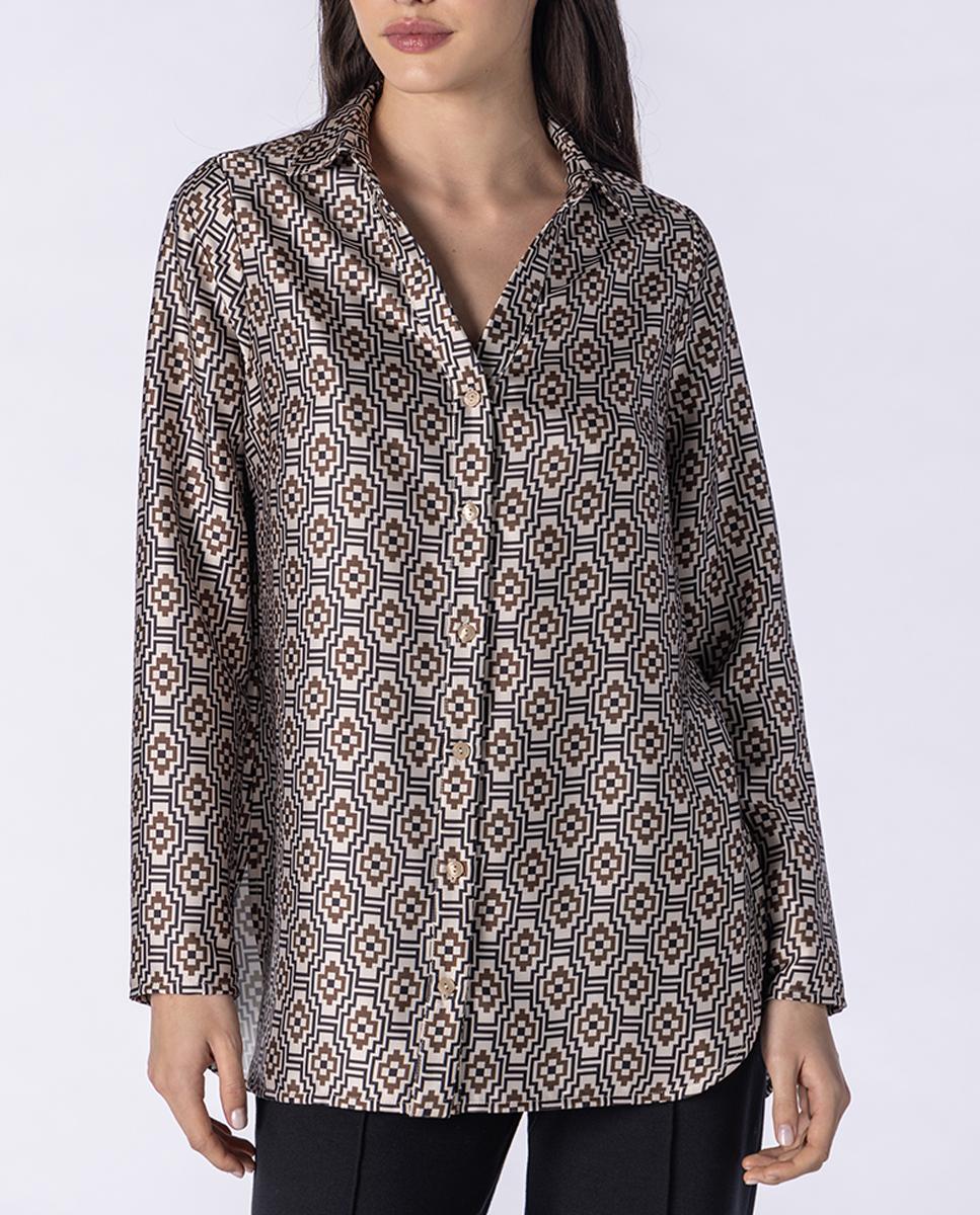 Imagen 0 de Camisa de mujer con estampado geométrico y de manga larga