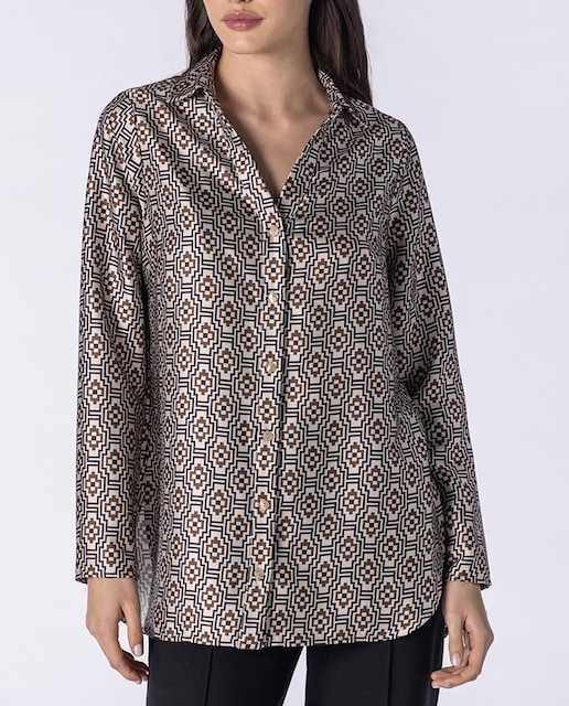 Imagen 0 de Camisa de mujer con estampado geométrico y de manga larga