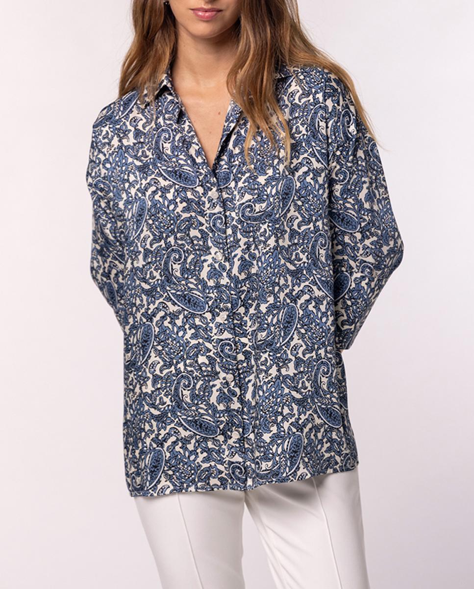 Imagen 0 de Blusa de mujer con estampado paisley y manga francesa japonesa