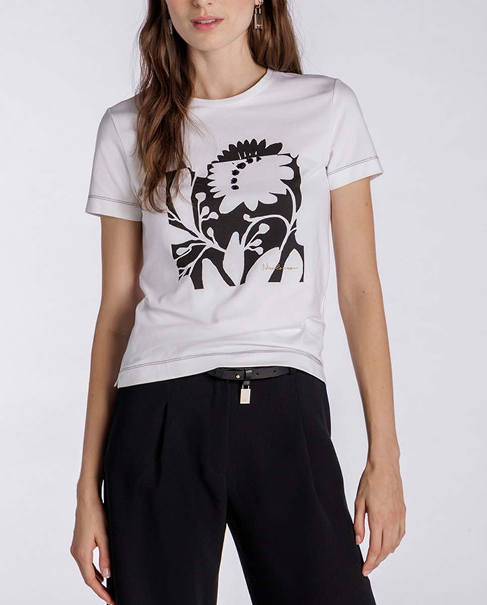 Imagen 0 de Camiseta de mujer con estampado frontal y manga corta