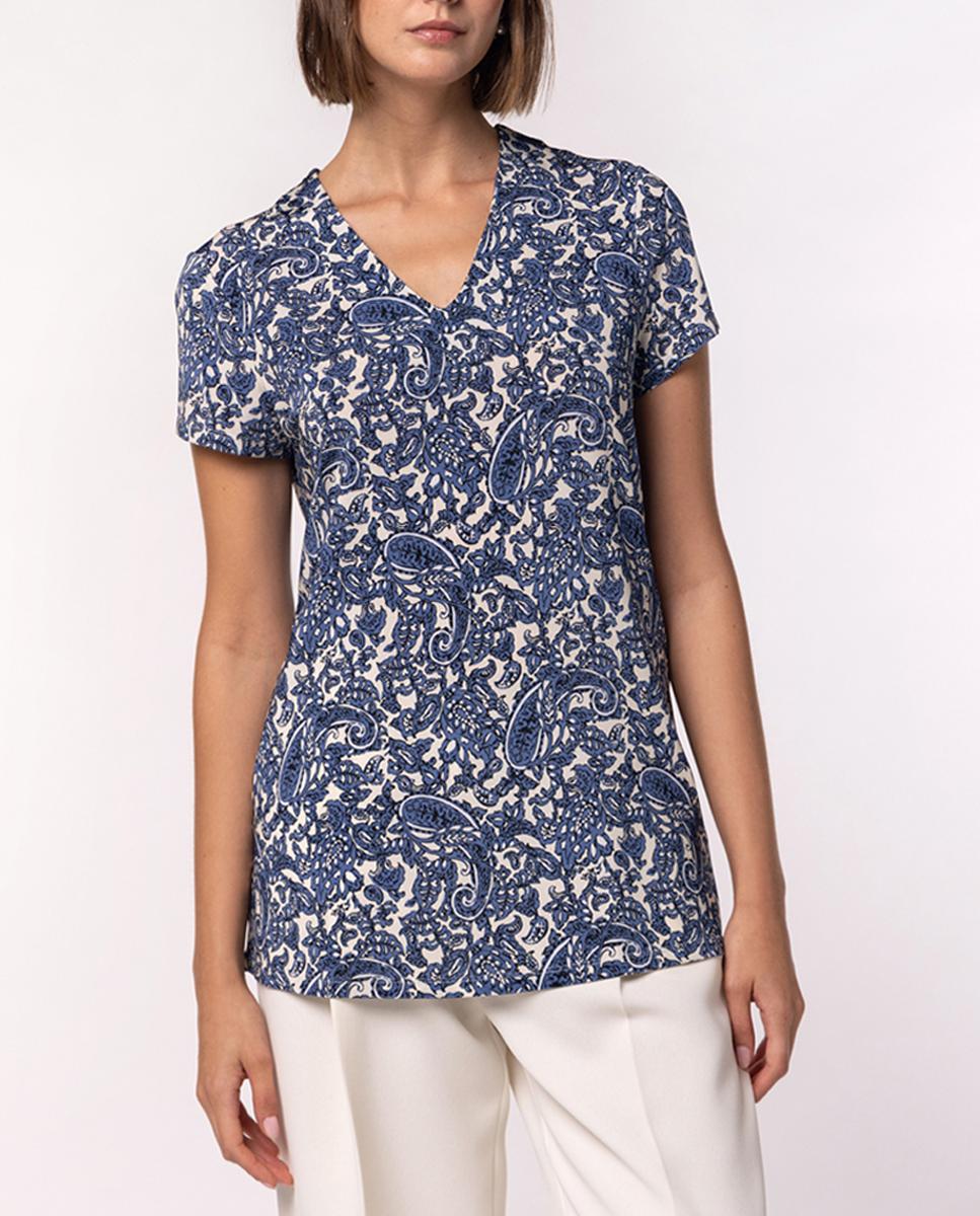 Imagen 0 de Camiseta de mujer con estampado paisley y manga corta