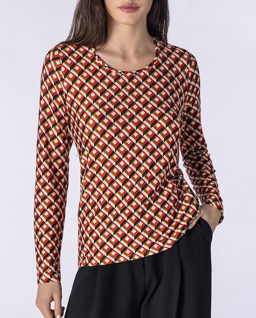 Imagen 0 de Camiseta de mujer con estampado geométrico y de manga larga