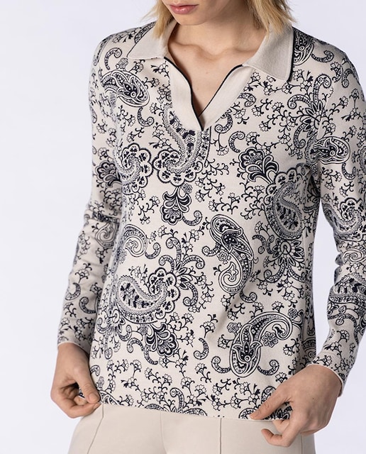 Imagen 0 de Polo de mujer de manga larga en punto estampado paisley