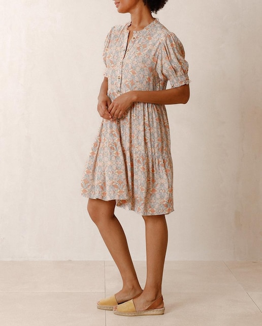 Imagen 0 de Vestido con cuello redondo manga globo