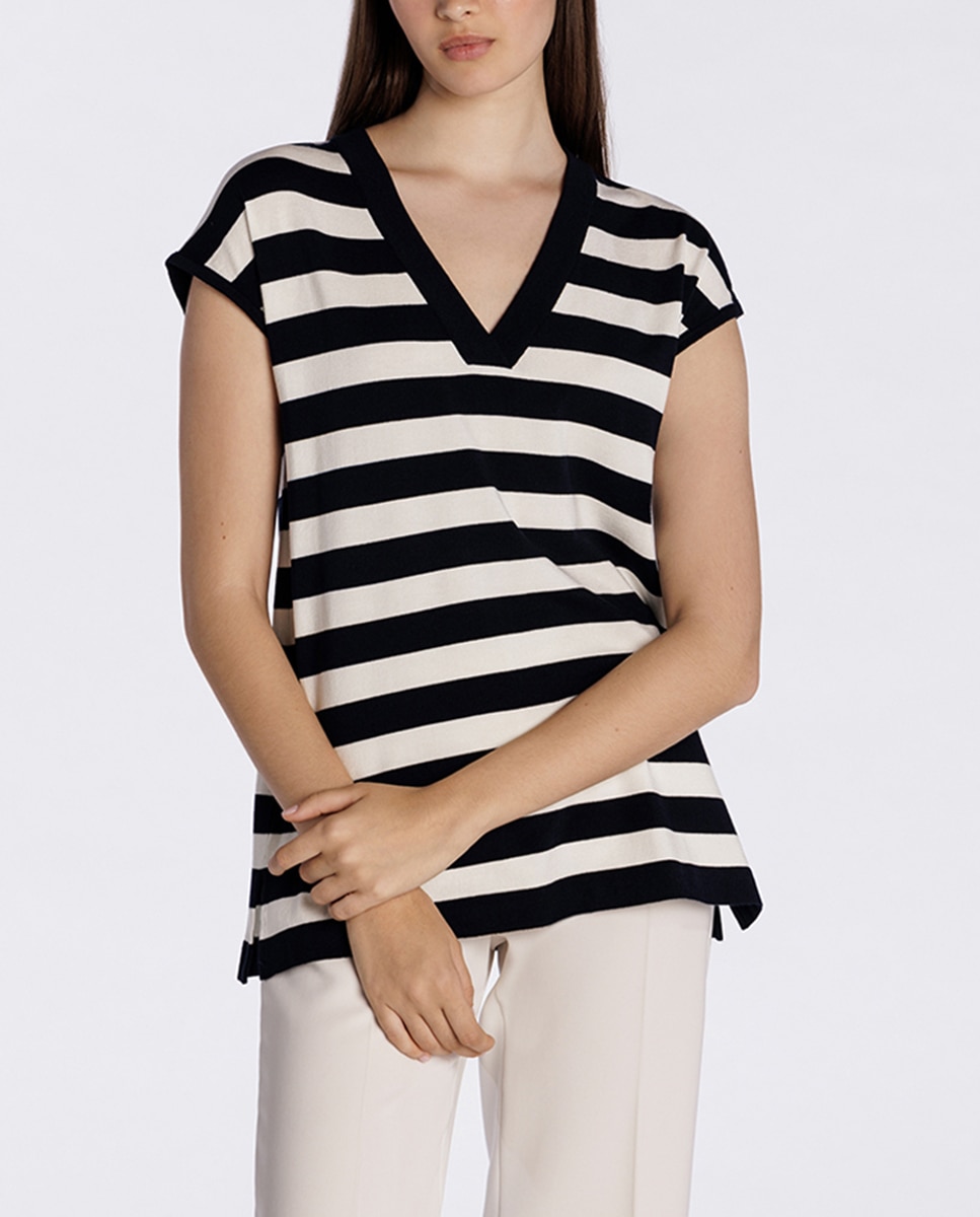 Imagen 0 de Jersey de mujer a rayas y manga corta japonesa