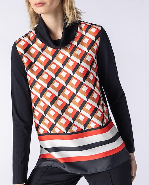 Imagen 0 de Jersey de mujer de punto liso con tela estampada en el frontal