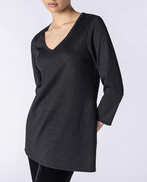 Imagen 0 de Jersey de mujer de punto con cuello pico y manga larga