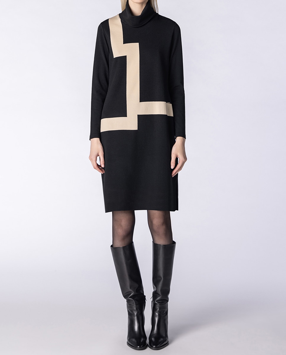 Imagen 0 de Vestido de punto con intarsia geométrica