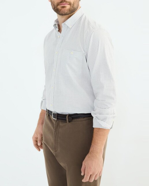 Imagen 0 de Camisa de tallas grandes sport ml de twill cuadro harrys kaki.