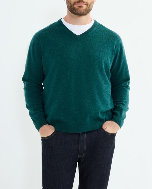 Imagen 0 de Jersey cuello pico liso de hombre tallas grandes en lana cashmere