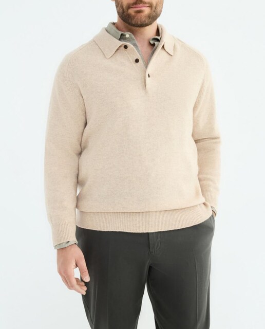 Imagen 0 de Jersey cuello polo de hombre tallas grandes  con botones en lana cashmere
