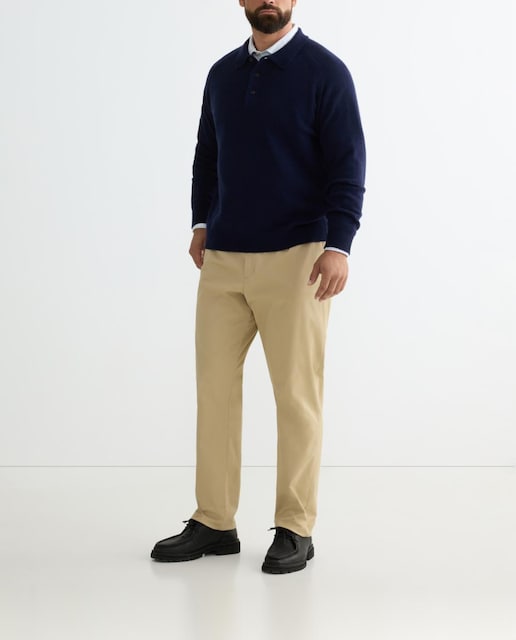 Imagen 0 de Jersey cuello polo de hombre tallas grandes  con botones en lana cashmere