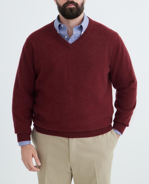 Imagen 0 de Jersey de hombre de cuello pico liso cashmere tallas grandes