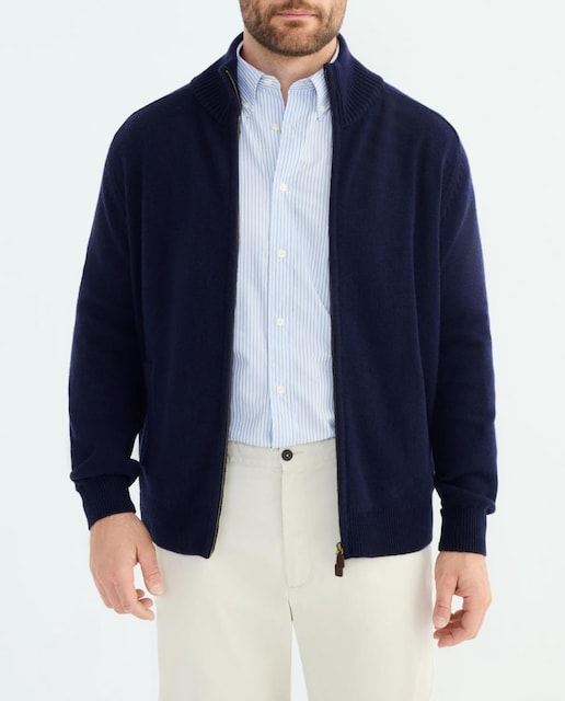 Imagen 0 de Cárdigan cuello semicisne de hombre tallas grandes con botones en lana cashmere