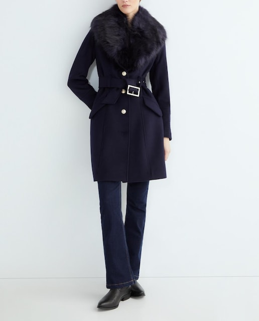 Imagen 0 de Abrigo de paño con pelo de mujer