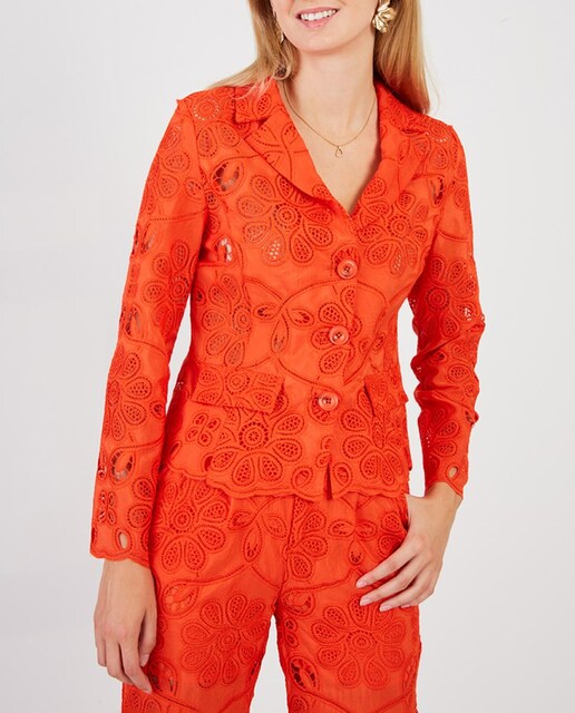 Imagen 0 de Chaqueta de encaje con cuello solapa y manga larga