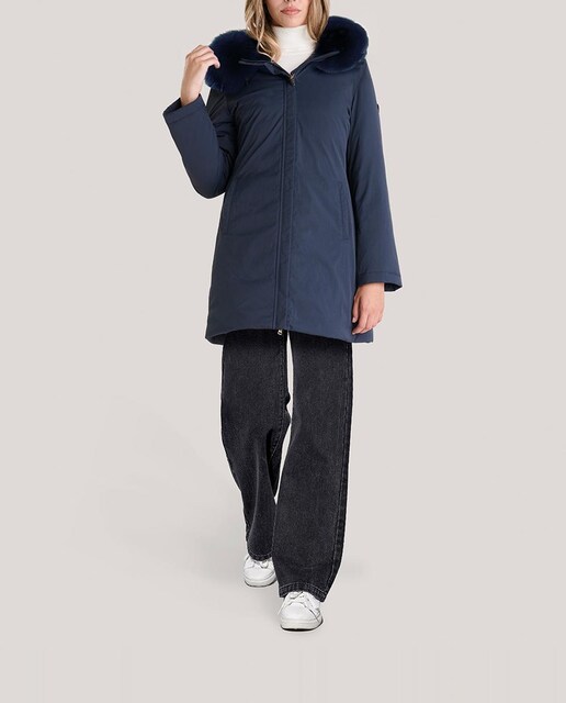 Imagen 0 de Parka de mujer lisa largo midi, capucha fija