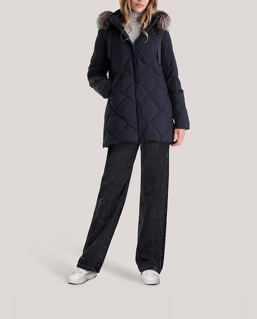 Imagen 0 de Plumífero de mujer largo midi de acolchado efecto enladrillado, manga ranglan