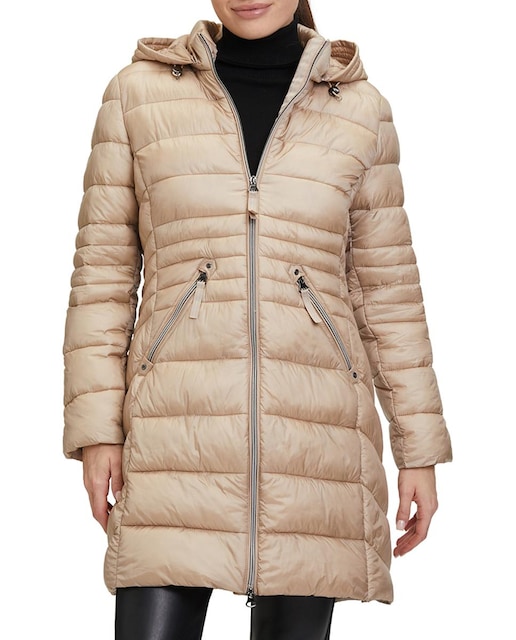 Imagen 0 de Plumífero 3/4 plumas acolchada con capucha desmontable con pelo de mujer