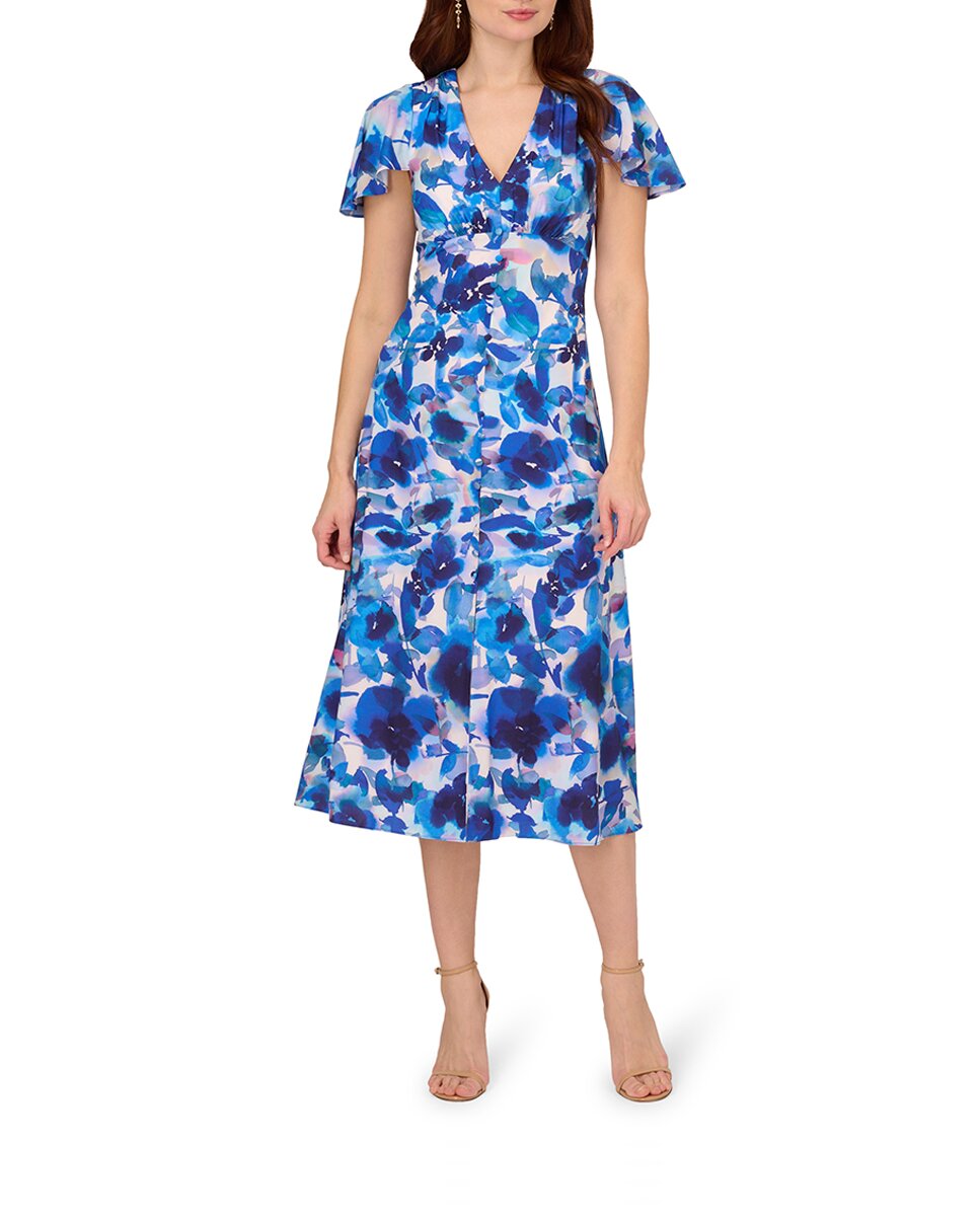 Imagen 0 de Vestido midi de chifón estampado